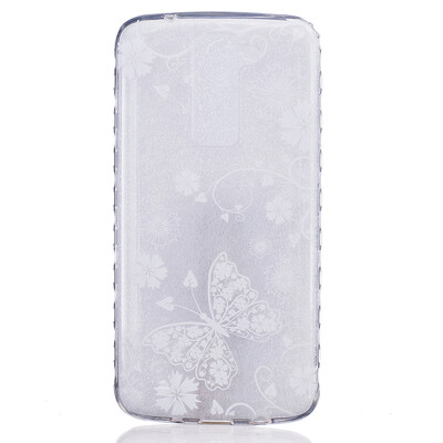 

White butterfly Pattern Soft Thin TPU Rubber Silicone Gel Case Cover for LG K7K8