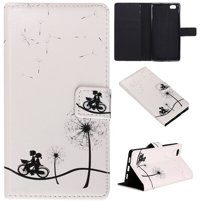 

Bike&dandelion Design PU Leather Flip Cover Wallet Card Holder Case for HUAWEI P8 Lite