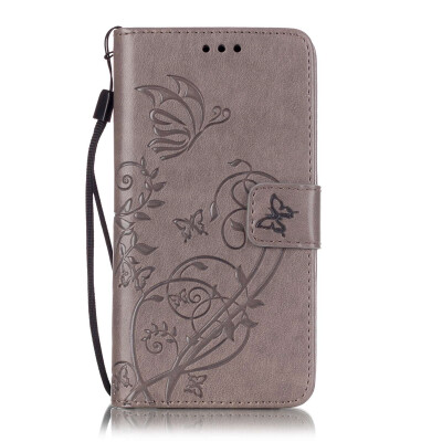 

Gray Flower Design PU Leather Flip Cover Wallet Card Holder Case for NOKIA N640