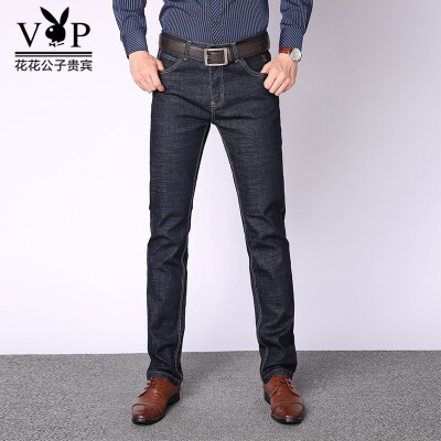 

Playboy VIP Collection PLA7002 Business casual Slim straight stretch jeans Male blue black 30