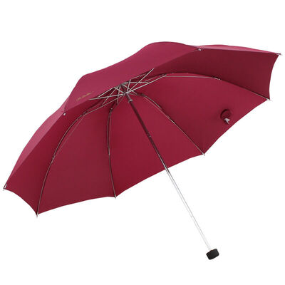

Heaven umbrella strong water repellent one twist three fold steel umbrella custom lattice cloth sunny umbrella sauce red 307E touch
