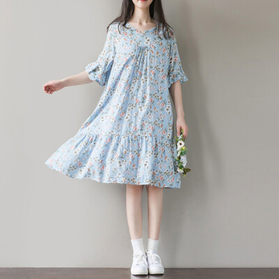 

CITYPLUS Wonderful Pastoral Wind Pleated Floral Skirt Skirt Dress