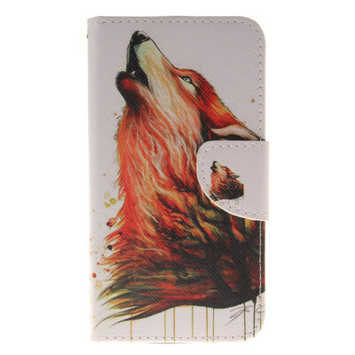 

Brown wolf Design PU Leather Flip Cover Wallet Card Holder Case for LG K8