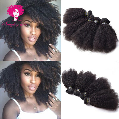 

8A Afro Kinky Curly Virgin Malaysian Hair 4 Bundles Afro Kinky Curly Hair Amazing Hair Extension Tangle Free Grace