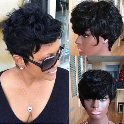 

Brazilian human hair curly none lace wigs short Natural wave Glueless None lace wigs short bob wigs for black women