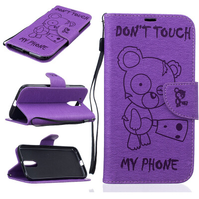 

Purple Bear Style Embossing Classic Flip Cover with Stand Function and Credit Card Slot for Lenovo Moto G4/G4 Plus