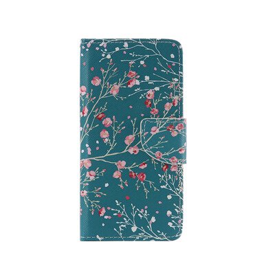 

Blue Apricot Tree Design PU Leather Flip Cover Wallet Card Holder Case for LG G5