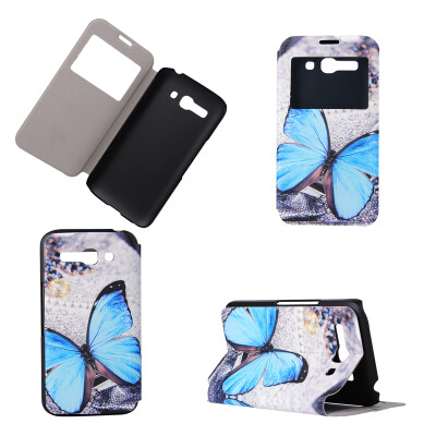 

Blue Butterfly Design PU Leather Flip Cover Wallet Card Holder Case for Alcatel One Touch Pop C9