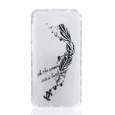 

Black feathers Pattern Soft Thin TPU Rubber Silicone Gel Case Cover for HUAWEI Y5 II