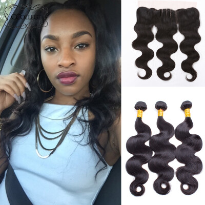 

CCollege Hair 8A Brazilian Virgin Hair Weave Body Wave 3 Bundles with Lace Frontal 4x13 Size Brazilian Body Wave Weave Bundles