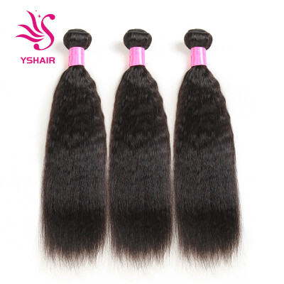 

YS HAIR Kinky Straight Hair Wave Hair Extension/Weft, 100% Peruvian Virgin Remy Human Hair with Unprocessed Natural Black Color