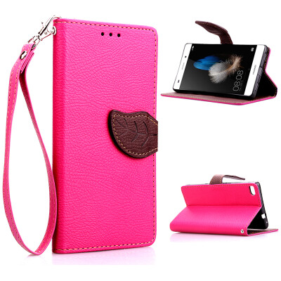 

Pink Design PU Leather Flip Cover Wallet Card Holder Case for Huawei P8 Lite
