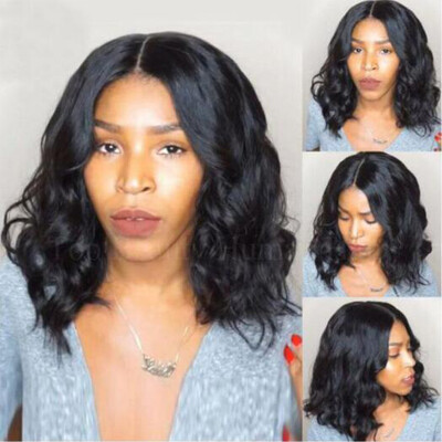 

Middle Part Body Wave Brazilian Hair Full Lace Wigs Short Bob Full Lace Human Hair Wigs For Black Women