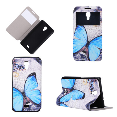 

Blue Butterfly Design Кожа PU откидной крышки Кошелек для карты памяти Чехол для Wiko Bloom