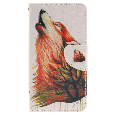 

Brown wolf Design PU Leather Flip Cover Wallet Card Holder Case for LG G3 Stylus D690