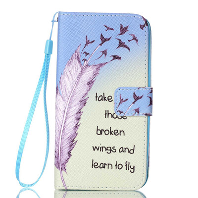 

Feathers and Birds Design PU Leather Flip Cover Wallet Card Holder Case for LG K8