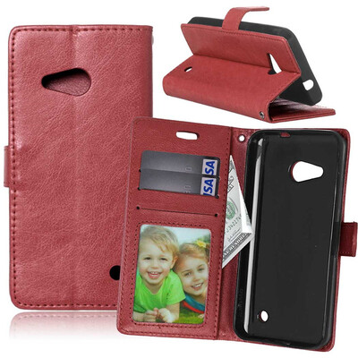 

Brown Style Classic Flip Cover with Stand Function and Credit Card Slot for Microsoft Lumia 550