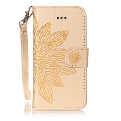 

Golden Flower Design PU Leather Flip Cover Wallet Card Holder Case for IPHONE 6S