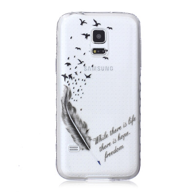 

Feathers and birds Pattern Soft Thin TPU Rubber Silicone Gel Case Cover for SAMSUNG GALAXY S5 Mini