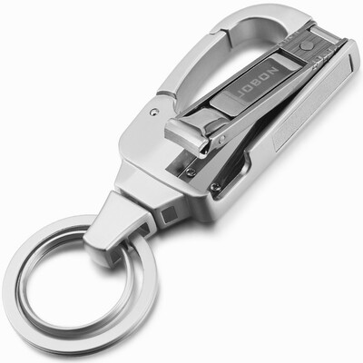 

JOBON Zhongbang hidden nail scissors nail file double snail waist waist picking multi-function key ring car key chain ring chain ZB-8736C silver gift
