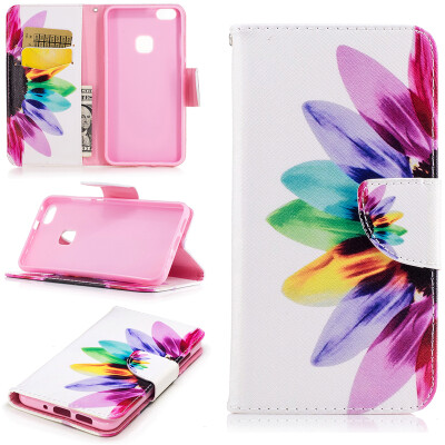 

Seven color flowers Design PU Leather Flip Cover Wallet Card Holder Case for Huawei P10 Lite