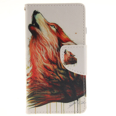 

Brown wolf Design PU Leather Flip Cover Wallet Card Holder Case for Wiko Sunset2