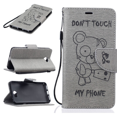 

Gray Bear Embossed PU Leather Wallet Case Classic Flip Cover with Stand Function and Credit Card Slot for HUAWEI Y5 II