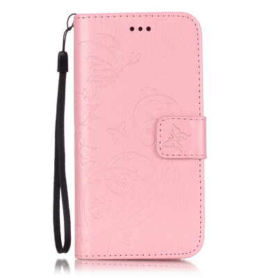 

Pink Flower Design PU Leather Flip Cover Wallet Card Holder Case for IPOD TOUCH 5 6