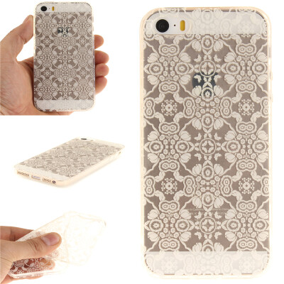 

Half white flowers Pattern Soft Thin TPU Rubber Silicone Gel Case Cover for IPHONE 5/5S/5SE