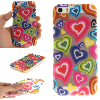 

Colorful love Pattern Soft Thin TPU Rubber Silicone Gel Case Cover for IPHONE 55S5SE