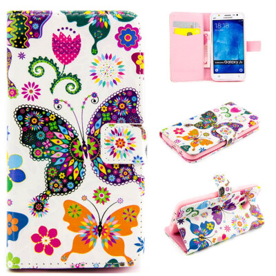 

Colorful Butterfly Design PU Leather Flip Cover Wallet Card Holder Case for SAMSUNG GALAXY J5