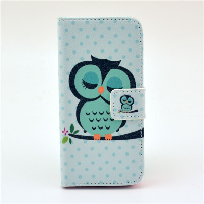 

Green Owl Design PU Leather Flip Cover Wallet Card Holder Case for IPHONE 5