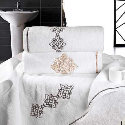 

Jingdong Supermarket cansin towel textile five-star hotel Rome embroidery cotton thickening hotel bath towel gold embroidery white 570 grams 140 80cm