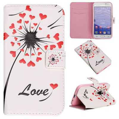 

Love heart dandelion Design PU Leather Flip Cover Wallet Card Holder Case for SAMSUNG GALAXY CORE Prime G360