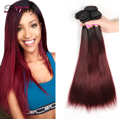 

Muse lady beauty Brazilian Virgin Hair Ombre T1B/99J Straight Weave 3 Pcs Ombre Human Hair 100g Brazilian Straight Hair Ombre Hair