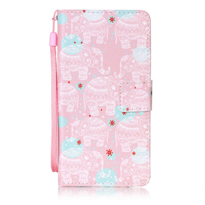 

Pink Elephant Design PU Leather Flip Cover Wallet Card Holder Case for Sony Xperia X