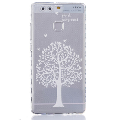 

White tree Pattern Soft Thin TPU Rubber Silicone Gel Case Cover for HUAWEI P9