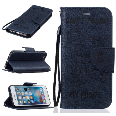 

Dark blue Bear Style Embossing Classic Flip Cover with Stand Function and Credit Card Slot for IPHONE 6/6S