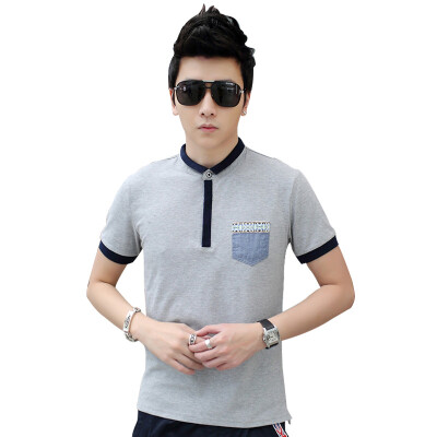 

MSEK) SPS70167 Business casual short-sleeved T-shirt Men's volley collar Collar Collar POLO shirt Gray