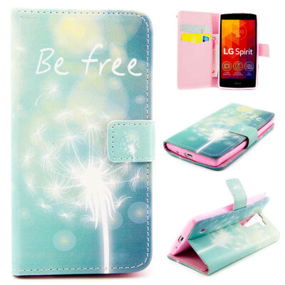 

Green dandelion Design PU Leather Flip Cover Wallet Card Holder Case for LG Spirit H422