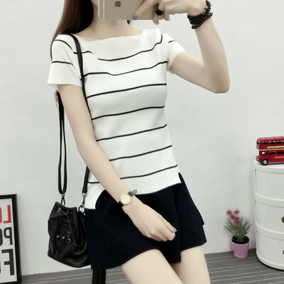 

VIVAHEART Women&39s Korean Casual Fashion Open Knit Short Sleeve T-Shirt VWLCTC1601 White
