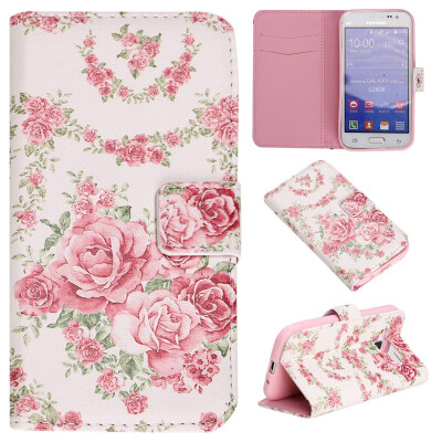 

Pink Rose Design PU Leather Flip Cover Wallet Card Holder Case for SAMSUNG GALAXY CORE Prime G360