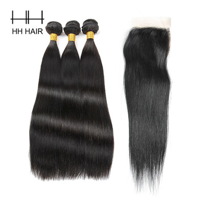 

Malaysian Virgin Hair Bundles With Closure Malaysian Straight Hair 3 Bundles with Closure