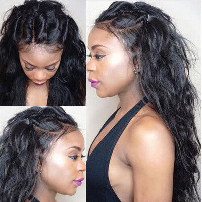 

Glueless lace front wig for black women 130 density human hair wavy brazilian lace wig baby hair