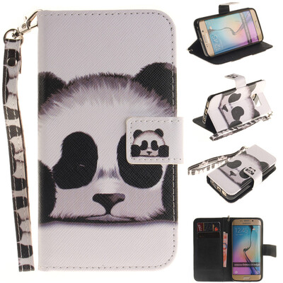 

Panda Design PU Leather Flip Cover Wallet Card Holder Case for SAMSUNG GALAXY S6 Edge