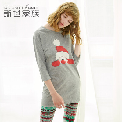 

Jingdong supermarket Miyake family pajamas women&39s cotton suit 2017 new cartoon cute long sleeve can be outside the home service XB57034 flower gray