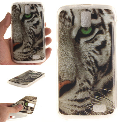 

White Tiger Pattern Soft Thin TPU Rubber Silicone Gel Case Cover for Lenovo A328