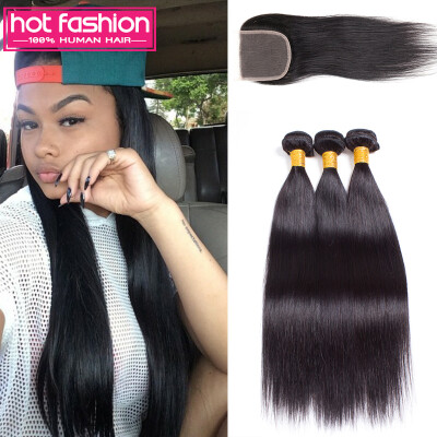 

Hot Fashion 8A Best Selling Hair Brazilian Straight Weave With Closure 3 Cheap Bundles Brazilian Hair Weave Bundles With Closure