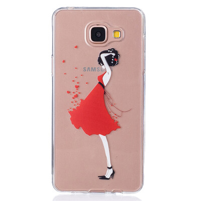 

Red Dress girl Pattern Soft Thin TPU Rubber Silicone Gel Case Cover for SAMSUNG GALAXY A3 2016A310