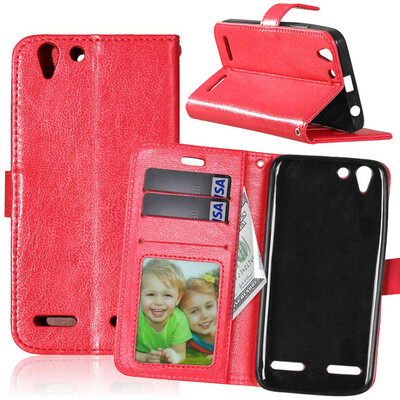 

Red Style Classic Flip Cover with Stand Function and Credit Card Slot for Lenovo VIBE K5/K5 Plus/A6020